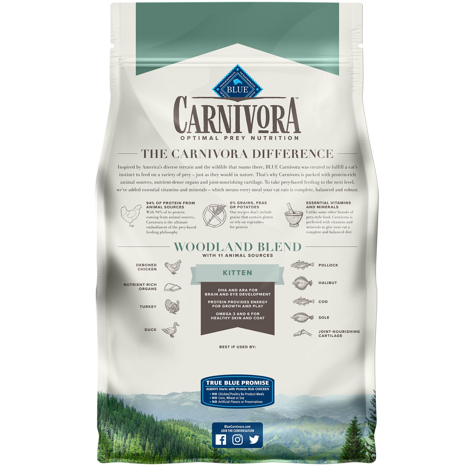 Blue Buffalo Blue Carnivora Woodland Blend Optimal Prey Nutrition High Protein, Grain Free Natural Kitten Dry Food, 4 Lbs. thumbnail