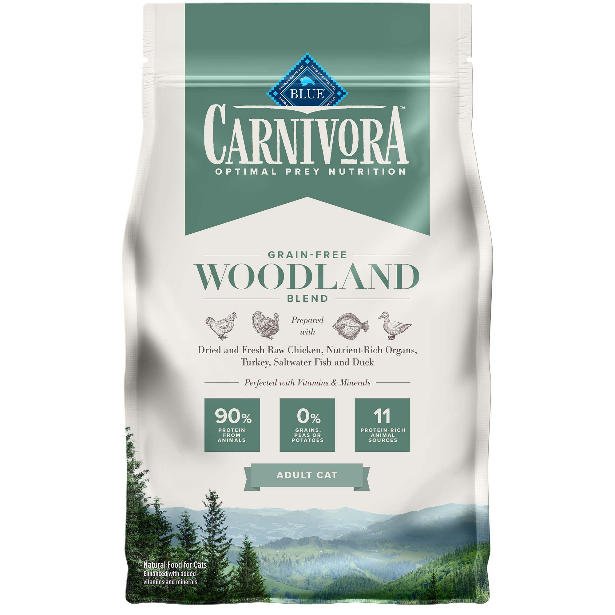 Blue Buffalo Blue Carnivora Woodland Blend Optimal Prey Nutrition High Protein, Grain Free Natural Adult Dry Cat Food, 4 Lbs.
