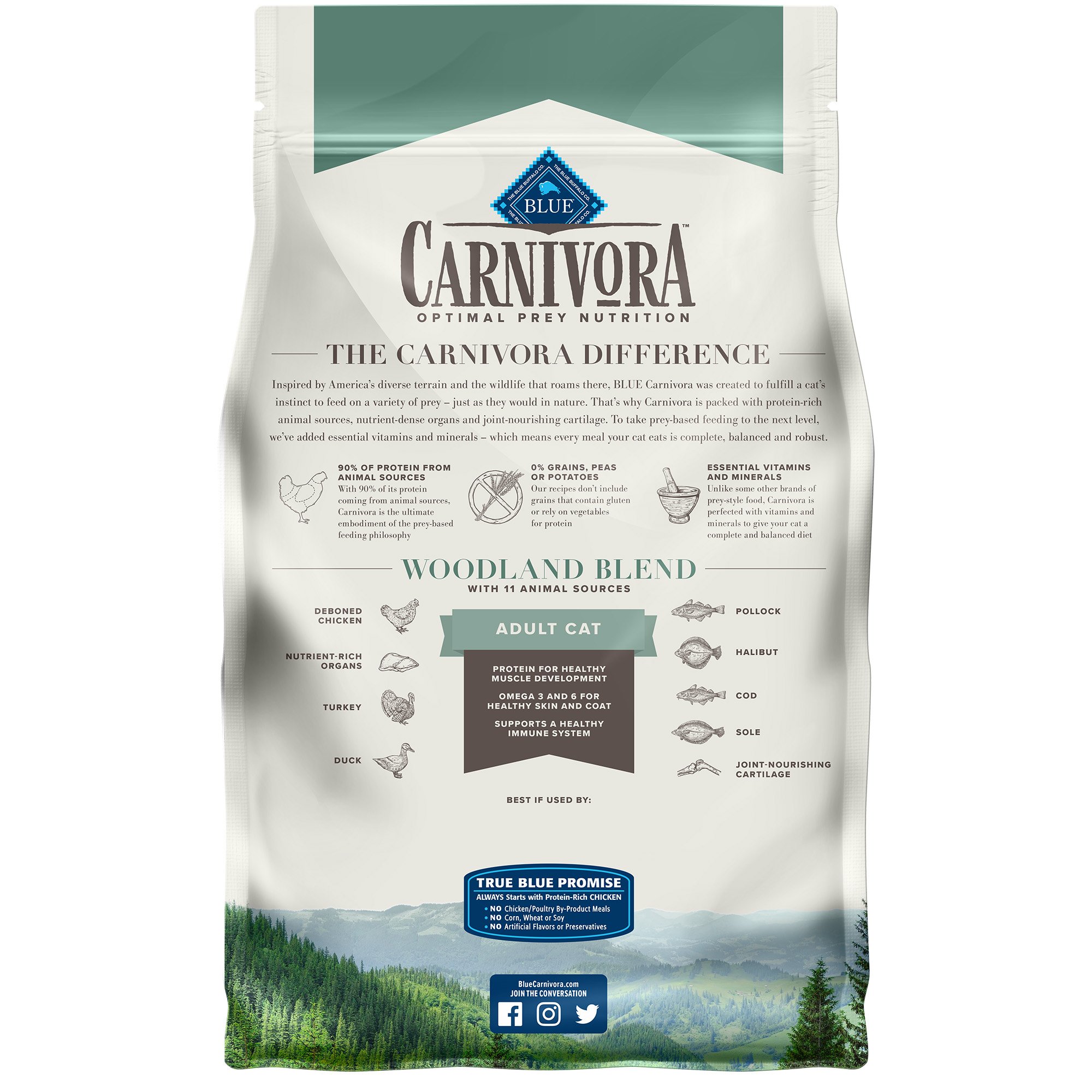 Blue Buffalo Blue Carnivora Woodland Blend Optimal Prey Nutrition High Protein, Grain Free Natural Adult Dry Cat Food, 4 Lbs. thumbnail