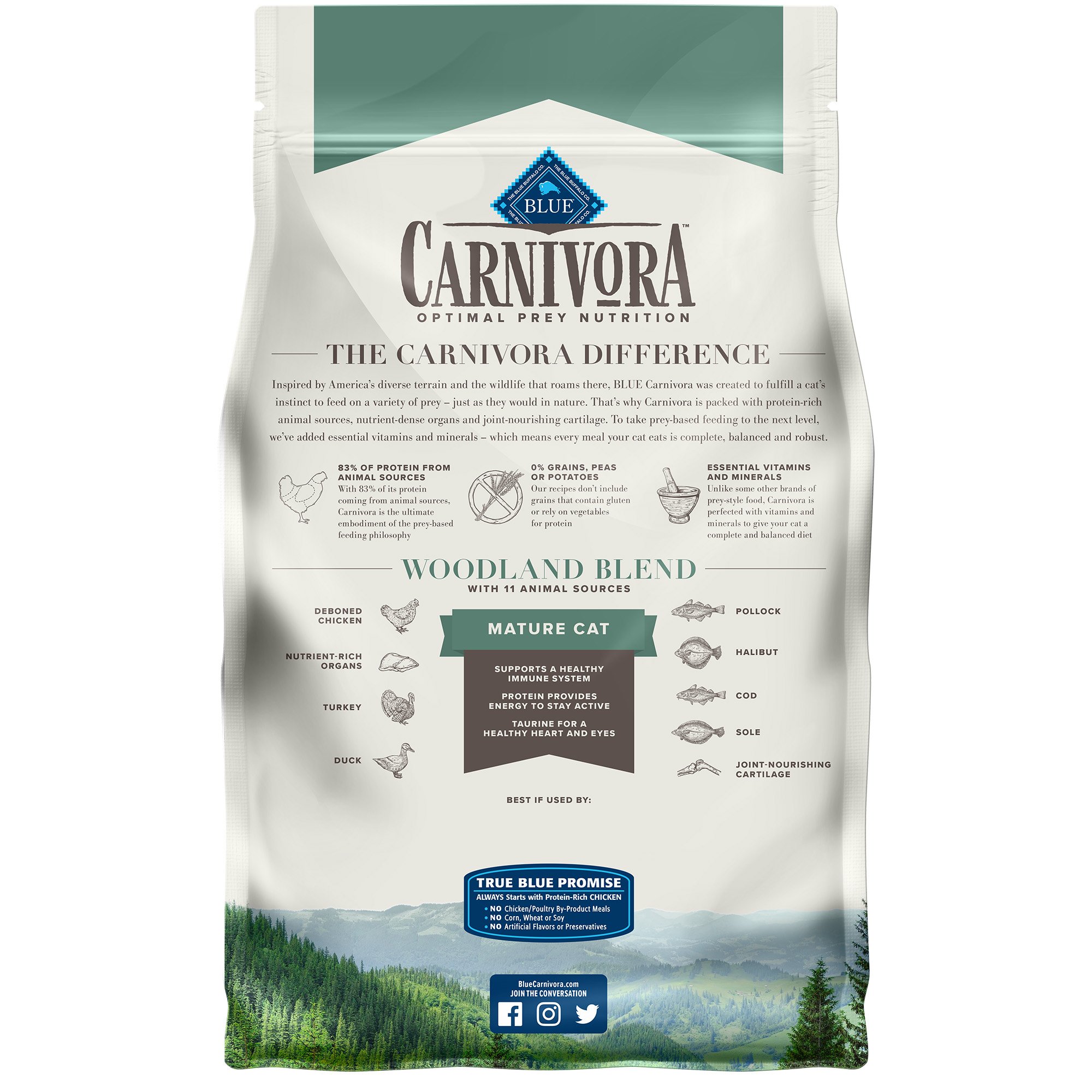 Blue Buffalo Blue Carnivora Woodland Blend Optimal Prey Nutrition High Protein, Grain Free Natural Mature Dry Cat Food, 4 Lbs. thumbnail