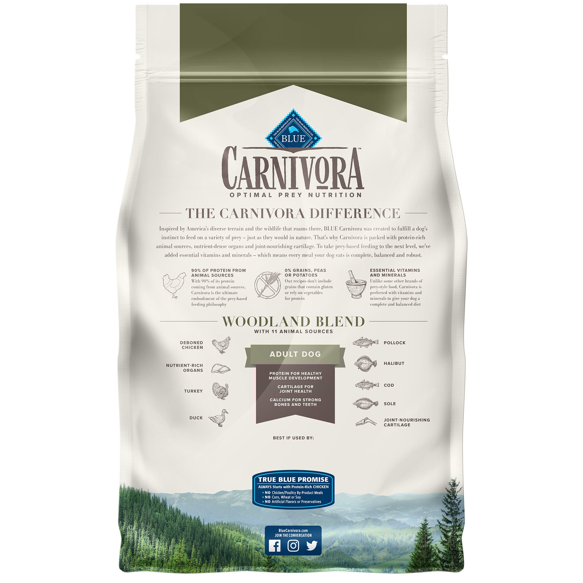 Blue Buffalo Blue Carnivora Woodland Blend Optimal Prey Nutrition High Protein, Grain Free Natural Adult Dry Dog Food, 4 Lbs. thumbnail