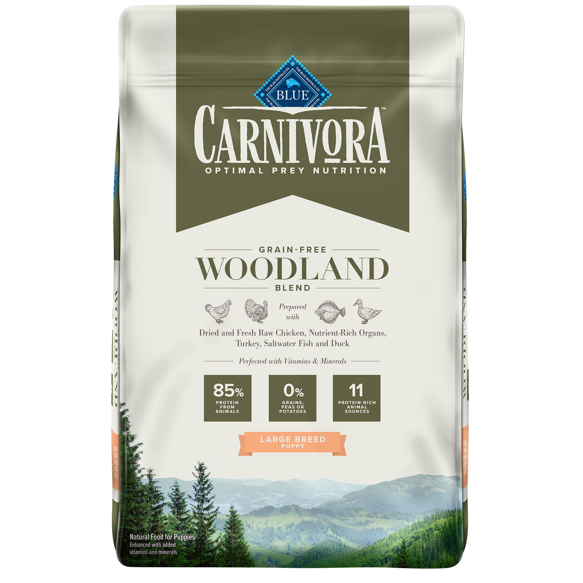 Blue Buffalo Blue Carnivora Woodland Blend Optimal Prey Nutrition High Protein, Grain Free Puppy Large Breed Dry Food, 22 Lbs.