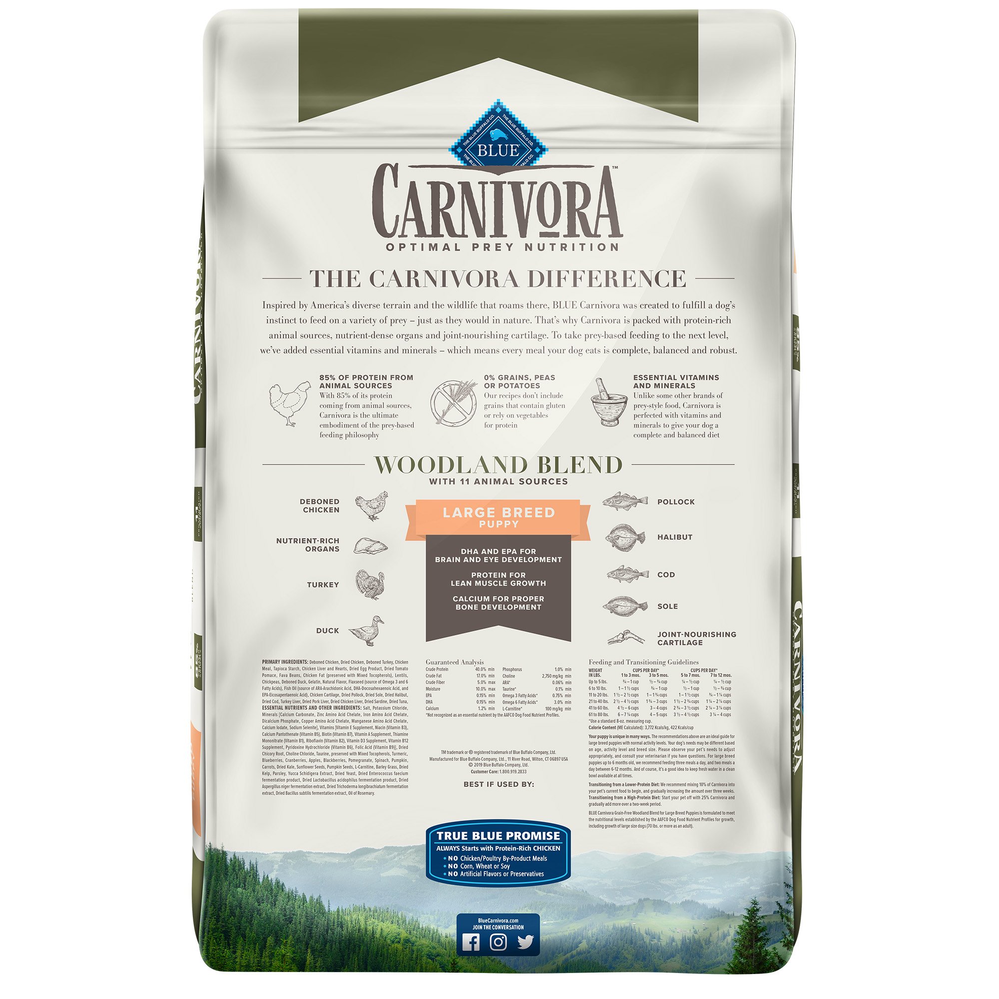 Blue Buffalo Blue Carnivora Woodland Blend Optimal Prey Nutrition High Protein, Grain Free Puppy Large Breed Dry Food, 22 Lbs. thumbnail