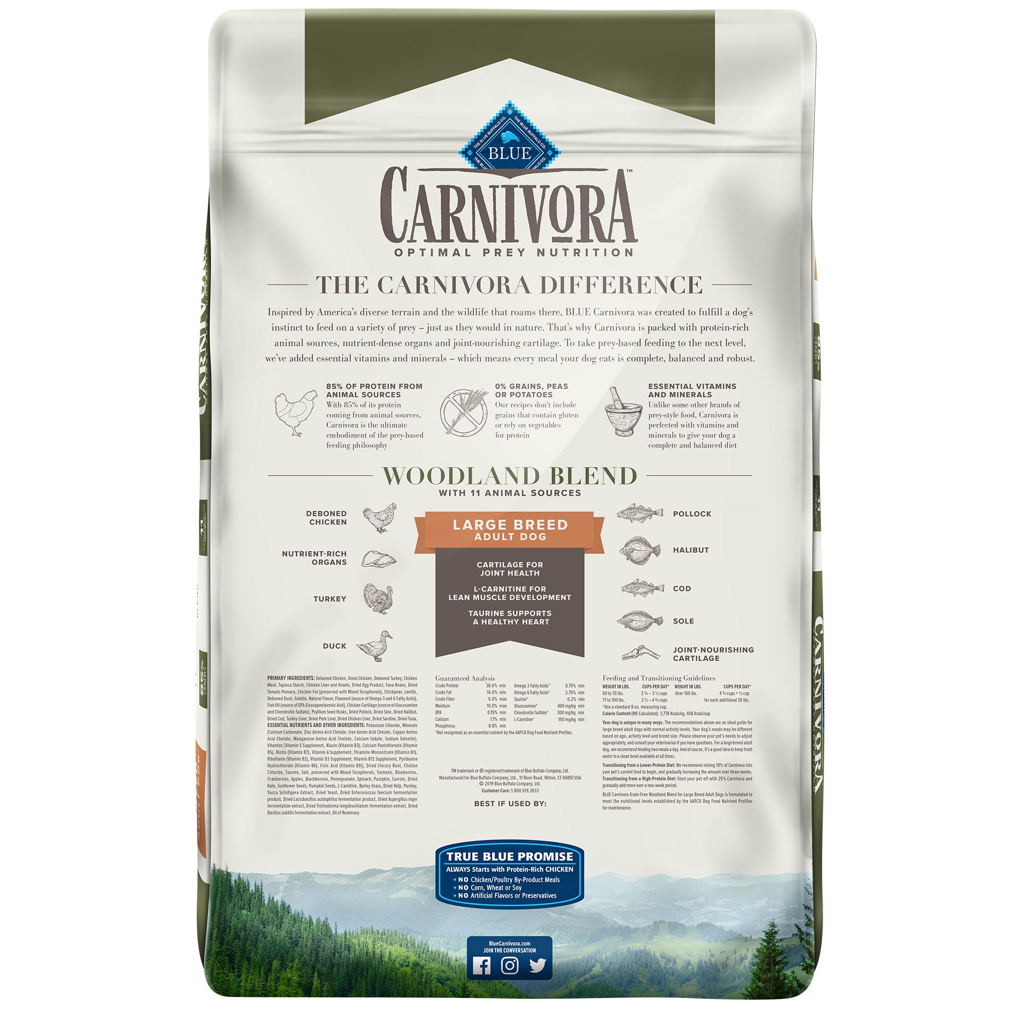 Blue Buffalo Blue Carnivora Woodland Blend Optimal Prey Nutrition Grain Free Adult Large Breed Dry Dog Food, 22 Lbs. thumbnail