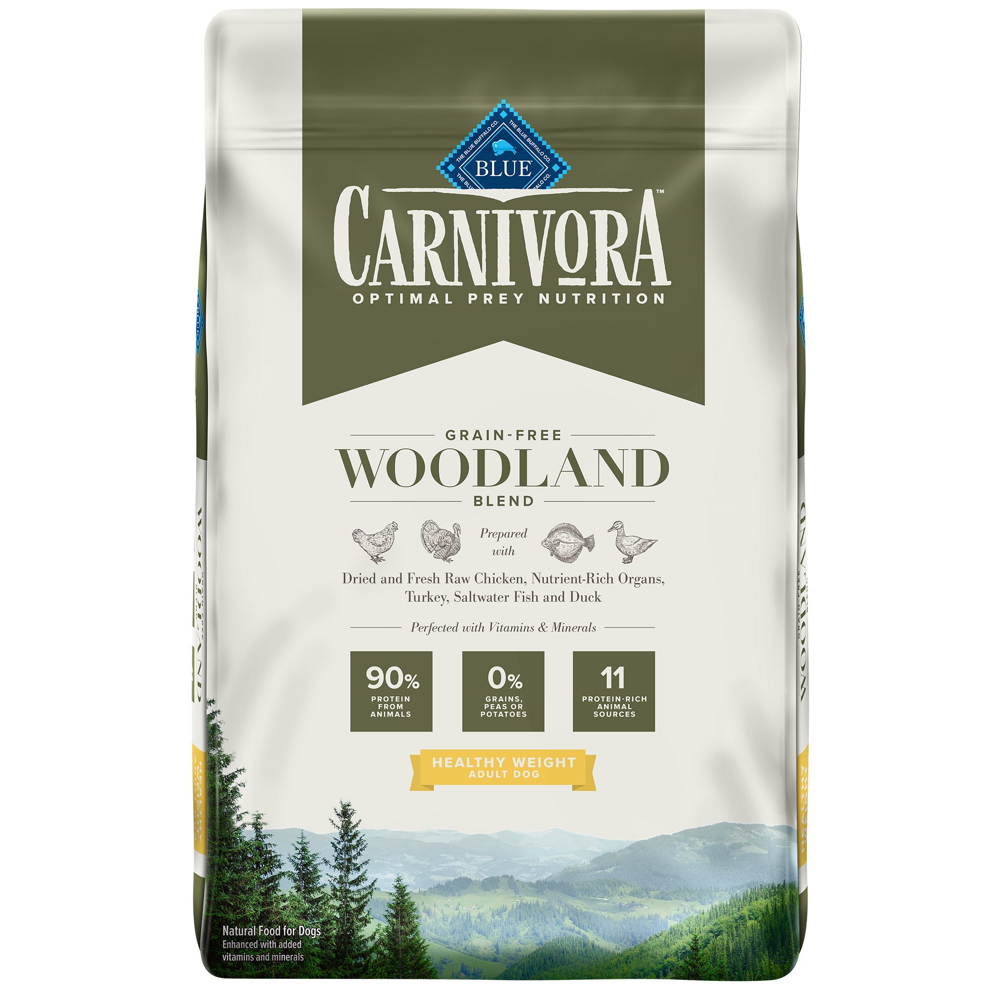 Blue Buffalo Blue Carnivora Woodland Blend Optimal Prey Nutrition High Protein, Grain Free Healthy Weight Dry Dog Food, 22 Lbs.