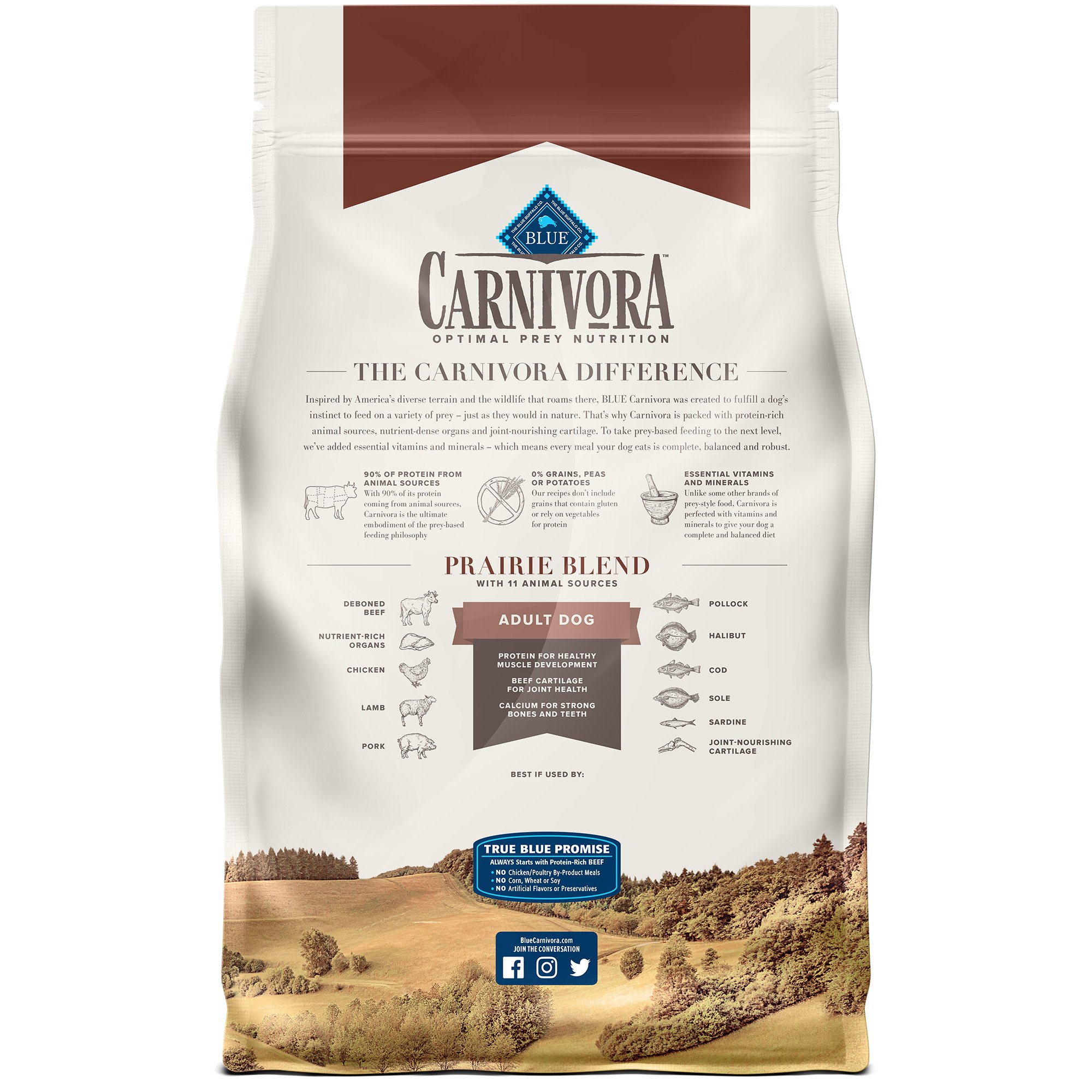 Blue Buffalo Blue Carnivora Prairie Blend Optimal Prey Nutrition High Protein, Grain Free Natural Adult Dry Dog Food, 4 Lbs. thumbnail