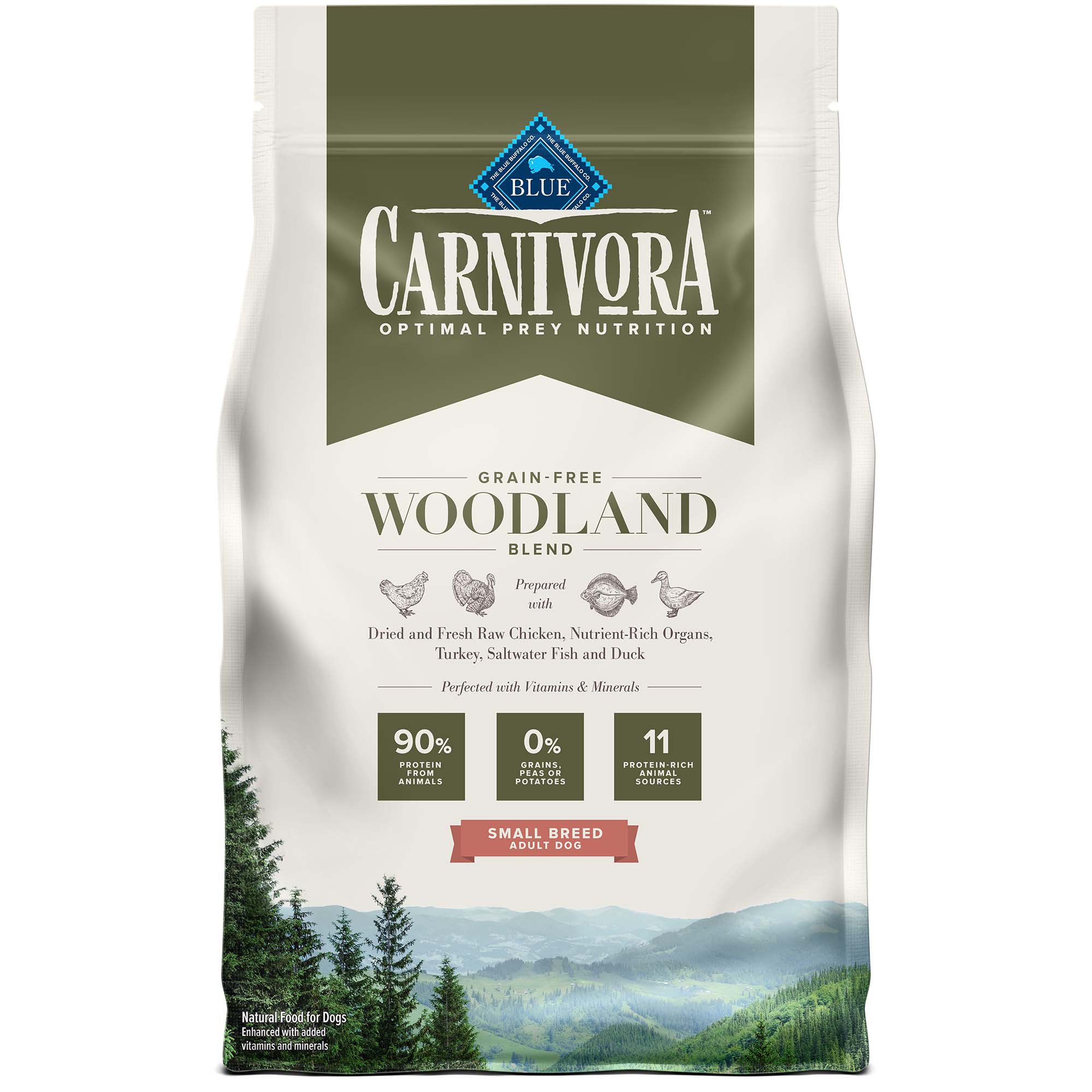Blue Buffalo Blue Carnivora Woodland Blend Optimal Prey Nutrition Grain Free Adult Small Breed Dry Dog Food, 4 Lbs.