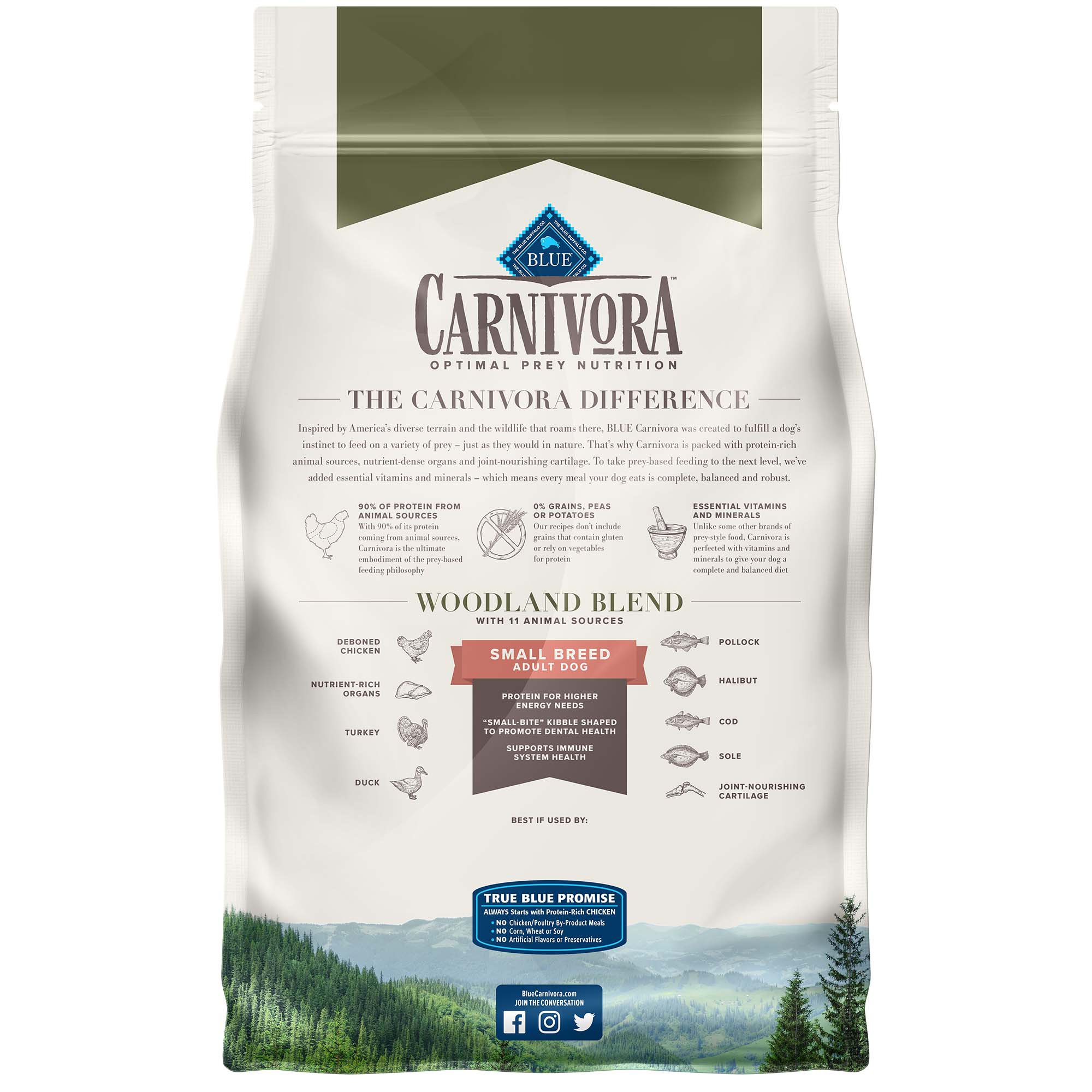 Blue Buffalo Blue Carnivora Woodland Blend Optimal Prey Nutrition Grain Free Adult Small Breed Dry Dog Food, 4 Lbs. thumbnail