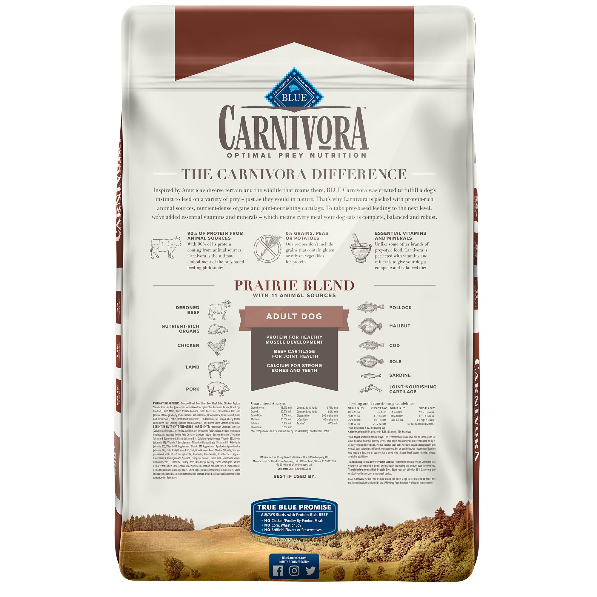 Blue Buffalo Blue Carnivora Prairie Blend Optimal Prey Nutrition High Protein, Grain Free Natural Adult Dry Dog Food, 22 Lbs. thumbnail
