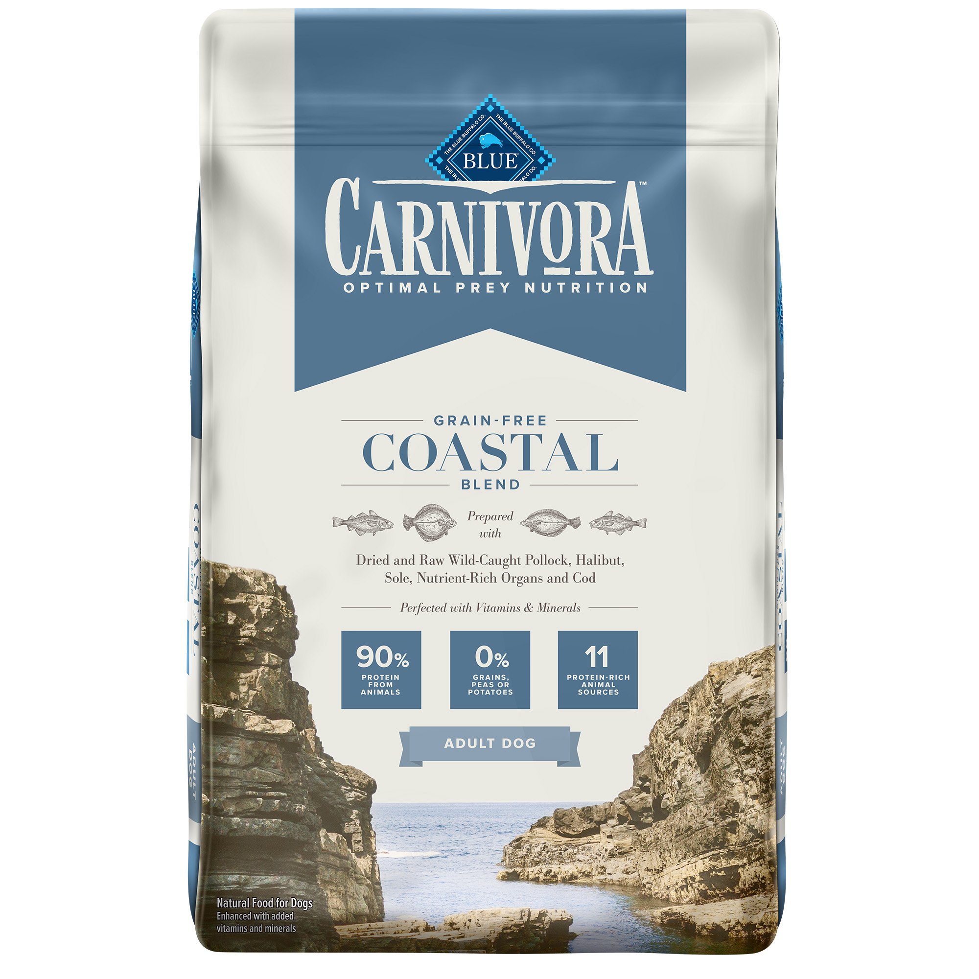 Blue Buffalo Blue Carnivora Coastal Blend Optimal Prey Nutrition High Protein, Grain Free Natural Adult Dry Dog Food, 22 Lbs.