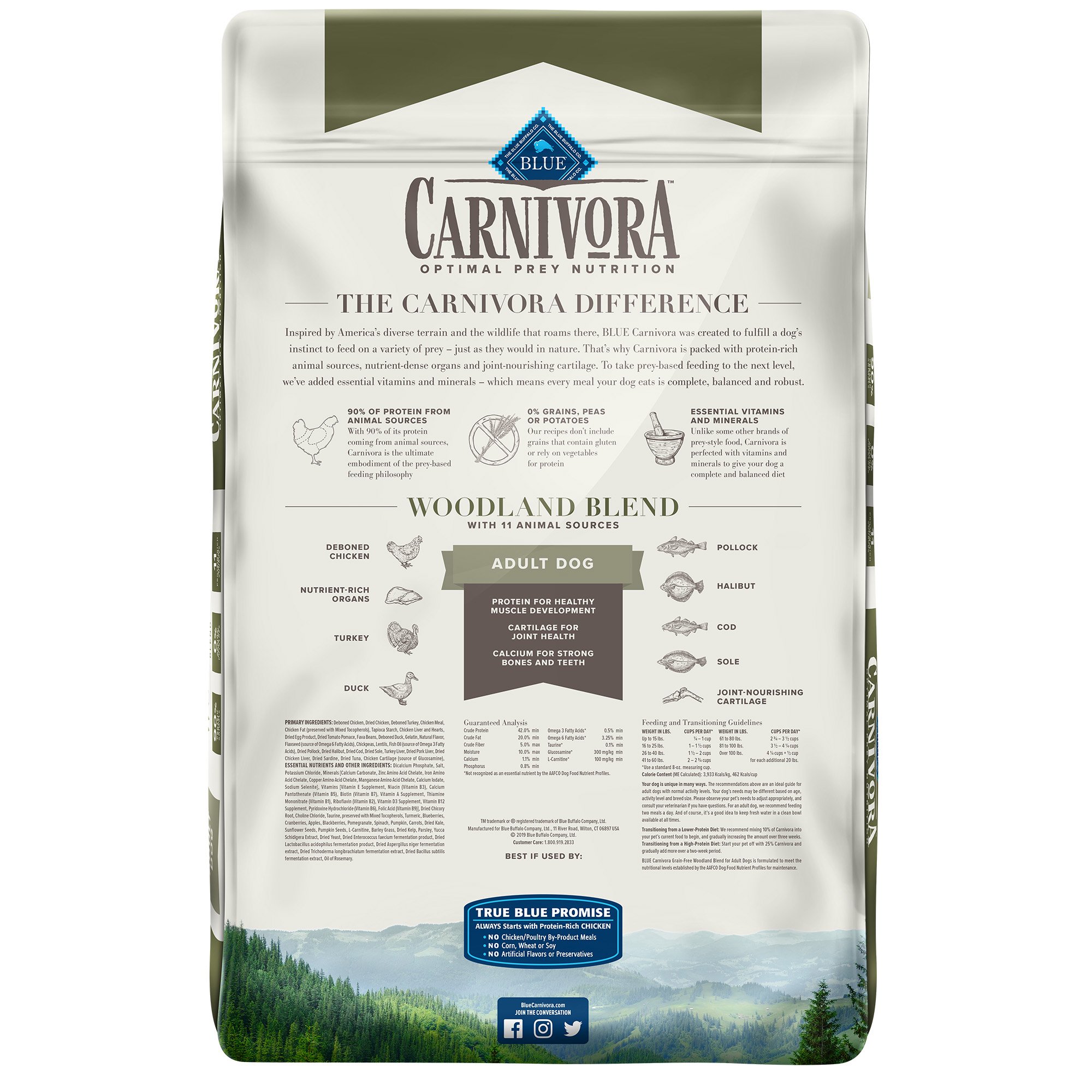 Blue Buffalo Blue Carnivora Woodland Blend Optimal Prey Nutrition High Protein, Grain Free Natural Adult Dry Dog Food, 22 Lbs. thumbnail