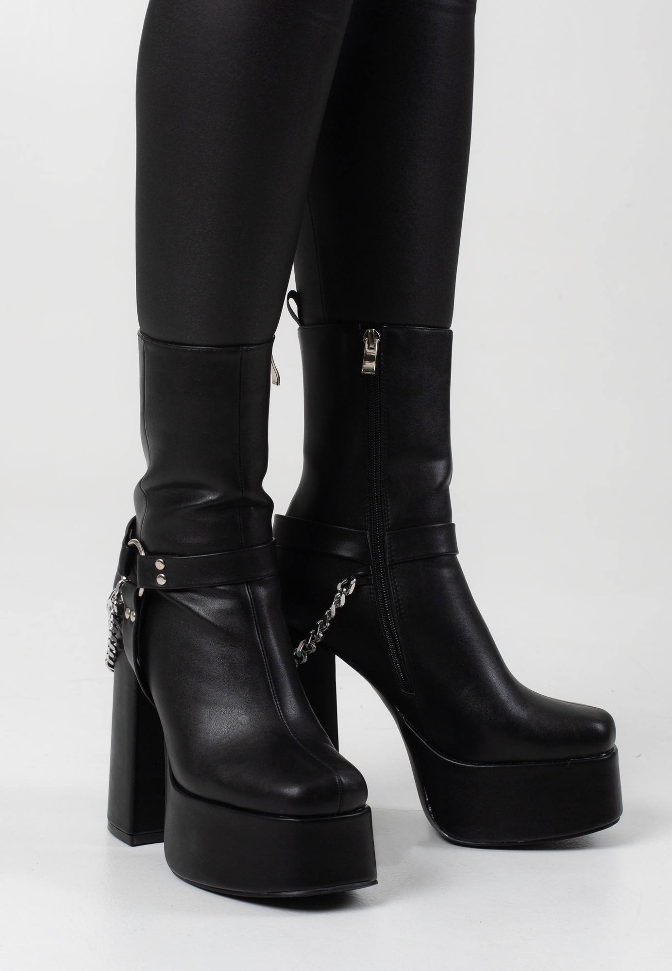 Koi Footwear - Natron Platform Heeled Chain - Girl Schuhe - Schwarz - EU 39 - Synthetic/Textile/Gummi,Kunstleder thumbnail