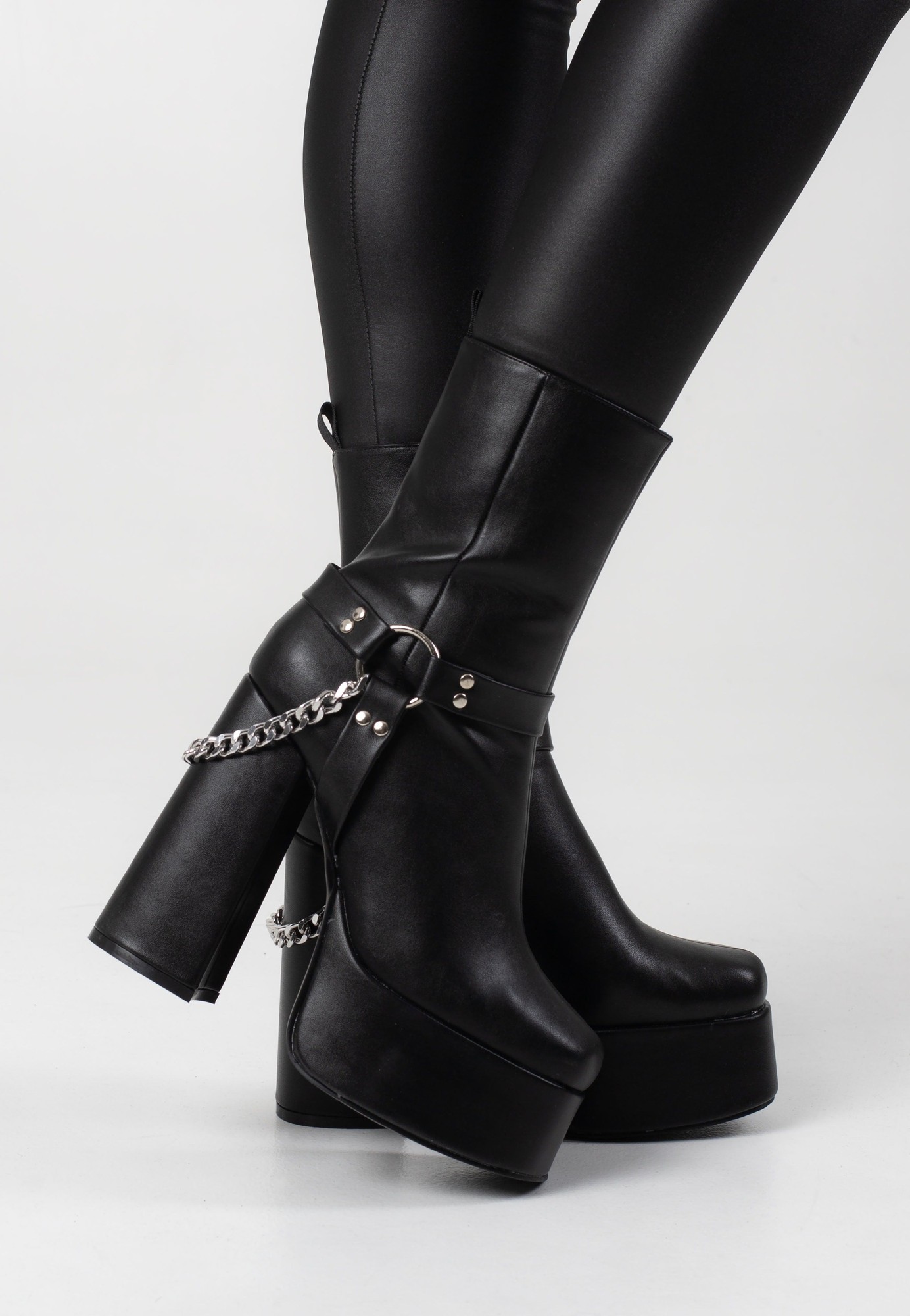 Koi Footwear - Natron Platform Heeled Chain - Girl Schuhe - Schwarz - EU 39 - Synthetic/Textile/Gummi,Kunstleder thumbnail