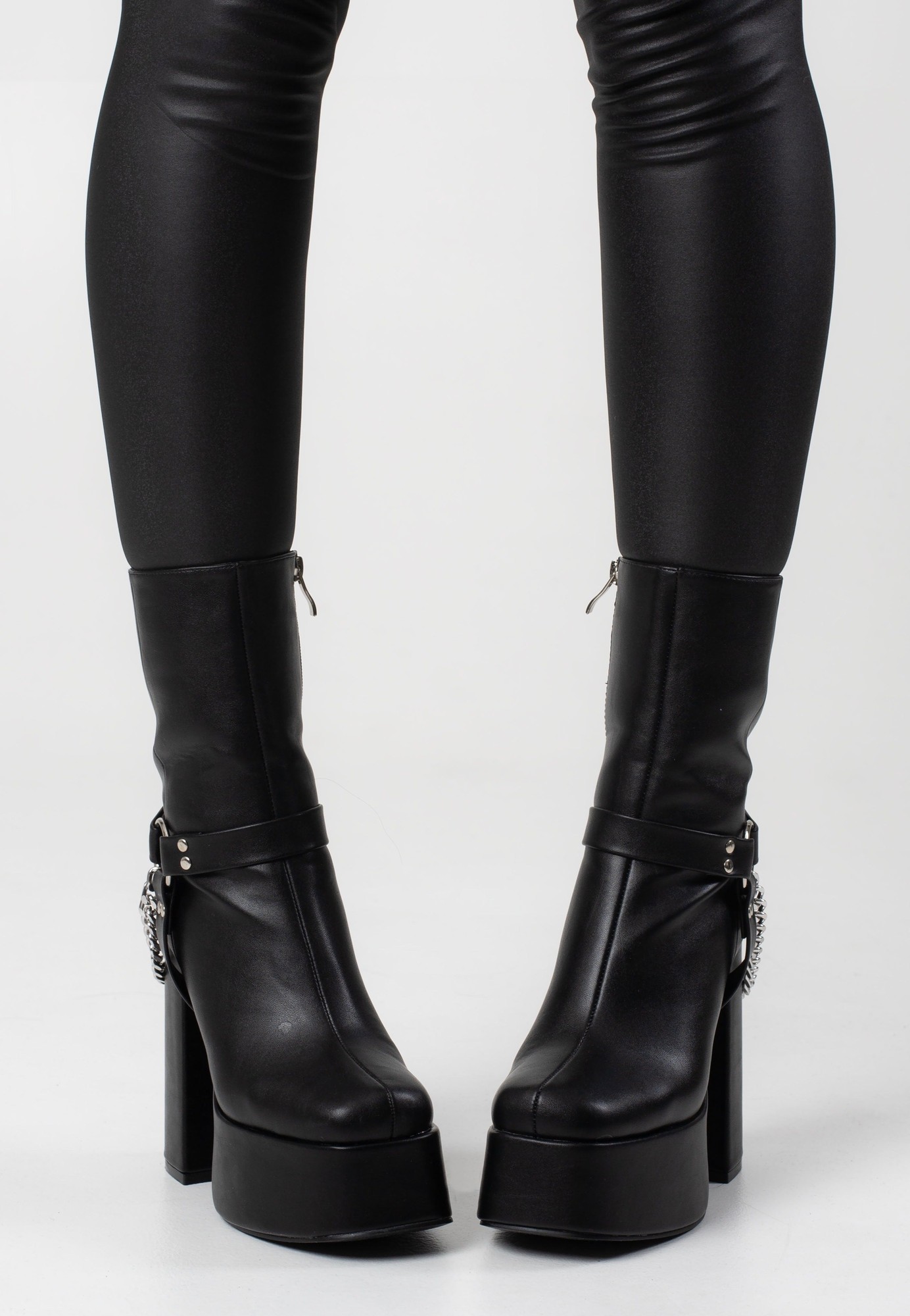 Koi Footwear - Natron Platform Heeled Chain - Girl Schuhe - Schwarz - EU 39 - Synthetic/Textile/Gummi,Kunstleder thumbnail