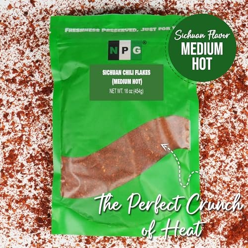 NPG Authentic Sichuan Chili Flakes 16 Ounces  Medium Hot  Szechuan Crushed Red Pepper Flakes Bulk  Spice Seasoning for Making Kimchi  Chili Oil  Stir- thumbnail