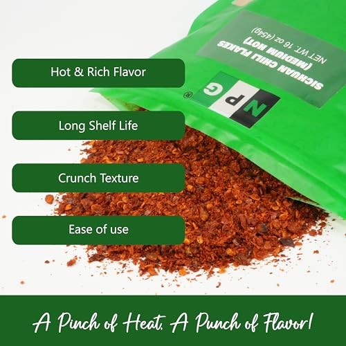 NPG Authentic Sichuan Chili Flakes 16 Ounces  Medium Hot  Szechuan Crushed Red Pepper Flakes Bulk  Spice Seasoning for Making Kimchi  Chili Oil  Stir- thumbnail