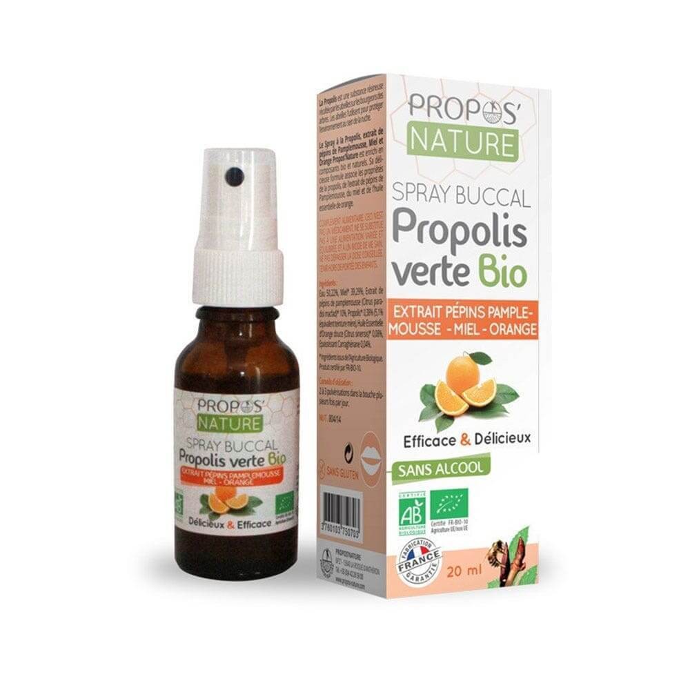 Propos'Nature Buccal Spray Mit Grüner Bio-Propolis, Grapefruit Und Orangenhonig 20ml