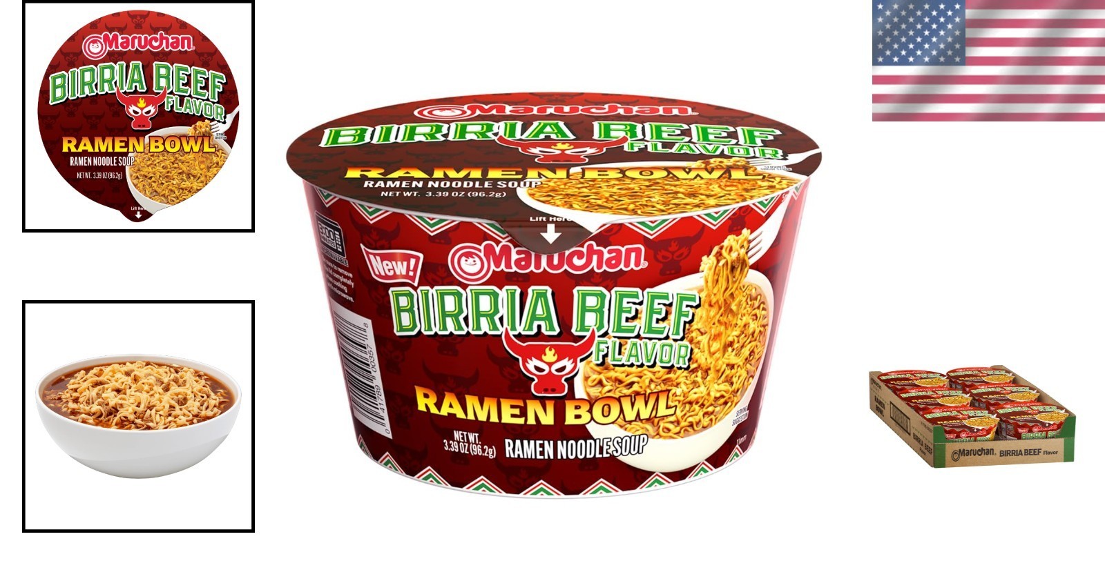 6 Pack Microwave Birria Beef Ramen Bowls - Savory Flavor, Family Favorite Snack thumbnail