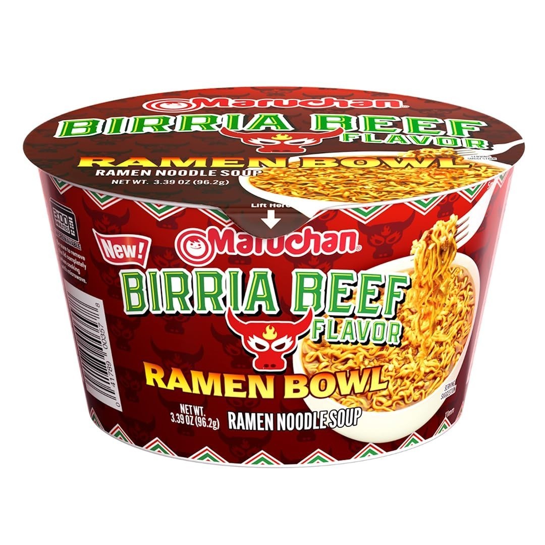 6 Pack Microwave Birria Beef Ramen Bowls - Savory Flavor, Family Favorite Snack thumbnail