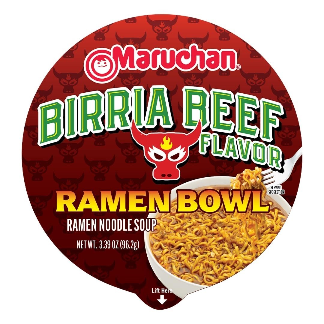 6 Pack Microwave Birria Beef Ramen Bowls - Savory Flavor, Family Favorite Snack thumbnail