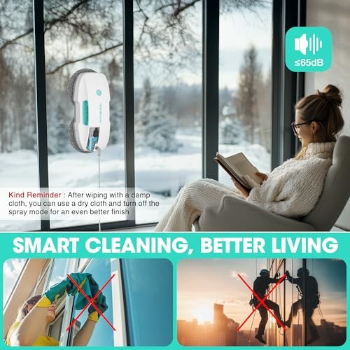 HAUSHOF Robot Window Cleaner with 3800Pa Suction, Auto Water Spray, AI Path Planning & Edge Detection, Remote Control for High-Rise Window, Glass Door thumbnail