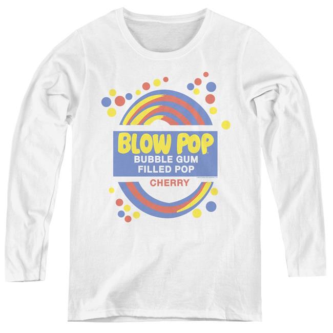 Trevco Sportswear TR103-WL-4 Womens Tootsie Roll & Blow Pop Label Long Sleeve T-Shirt, White - Extra Large