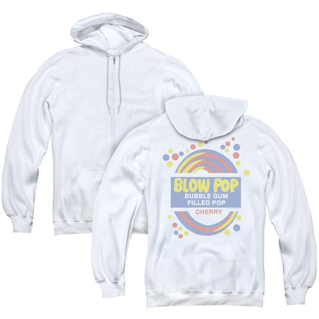 Trevco Sportswear TR103BK-AZH-4 Tootsie Roll & Blow Pop Label Back Print Adult Zipper Hoodie, White - Extra Large
