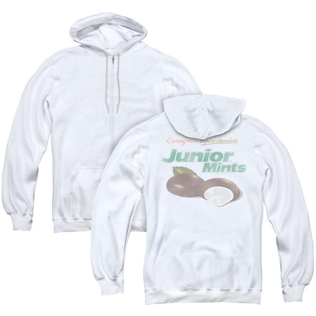 Trevco Sportswear TR104BK-AZH-6 Tootsie Roll & Junior Mints Logo Back Print Adult Zipper Hoodie, White - 3X
