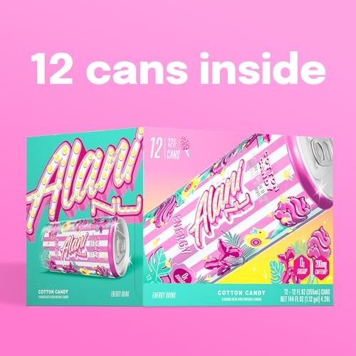 Alani Nu COTTON CANDY, Sugar Free, Low Calorie Energy Drinks, 200mg Caffeine, Biotin, B Vitamins, Zero Sugar, 10 Calories, 12 Fl Oz Cans, 12 Pack thumbnail