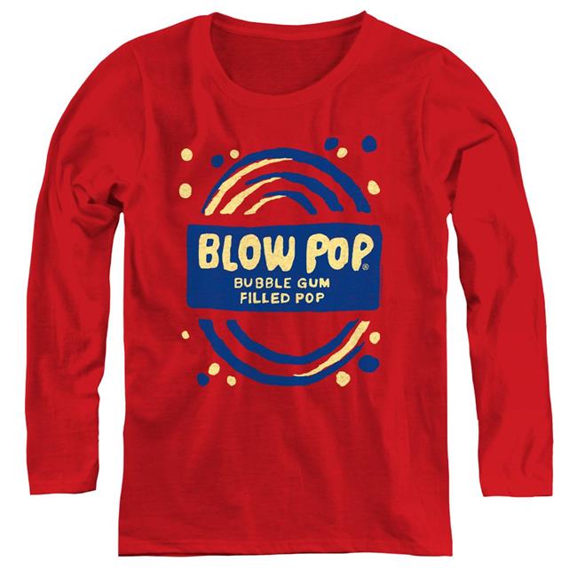 Trevco Sportswear TR129-WL-1 Womens Tootsie Roll & Blow Pop Rough Long Sleeve T-Shirt, Red - Small