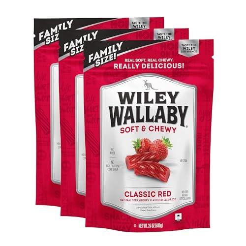 Wiley Wallaby Licorice 24 Ounce Classic Gourmet Soft & Chewy Australian Red Licorice Candy Twists  3 Pack