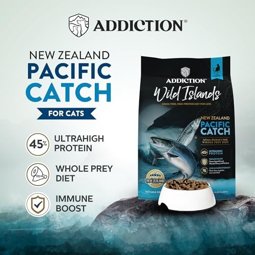 Addiction Wild Islands Pacific Catch – Premium King Salmon, Mackerel & Hoki Recipe – 45% Ultra-High Protein, Whole Prey, Grain-Free Dry Cat Food f thumbnail