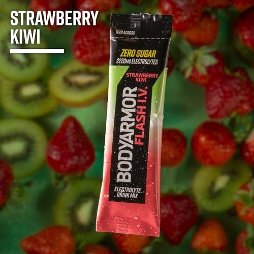BODYARMOR Flash IV Electrolyte Packets, Strawberry Kiwi - Zero Sugar Drink Mix, Single Serve Packs, Coconut Water Powder (6 Count) thumbnail