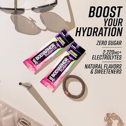 BODYARMOR Flash IV Electrolyte Packets, Strawberry Kiwi - Zero Sugar Drink Mix, Single Serve Packs, Coconut Water Powder (6 Count) thumbnail