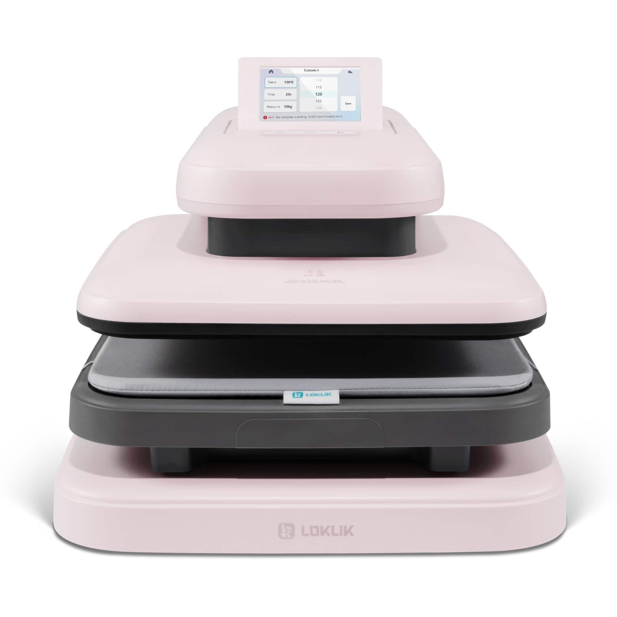 LOKLiK - ImPress Auto Heat Press 2 Automatic Transfer Press for Customizing T-shirts, Sweatshirts, Blankets, Towels - Pink