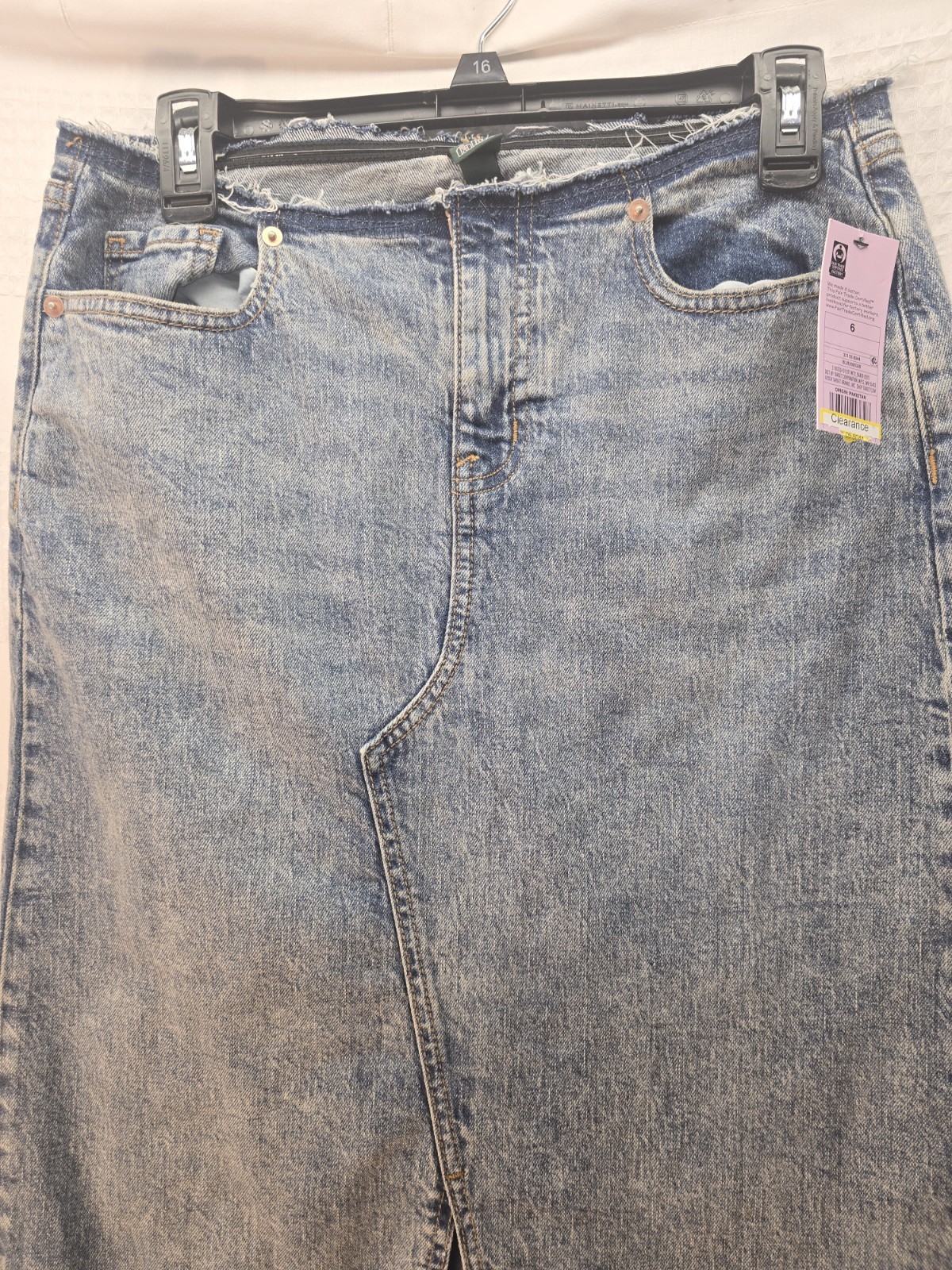 Wild Fable Skirt Womens Sz 6 Blue Frayed Denim Middle Open Slit Y2K Grunge 6014 thumbnail
