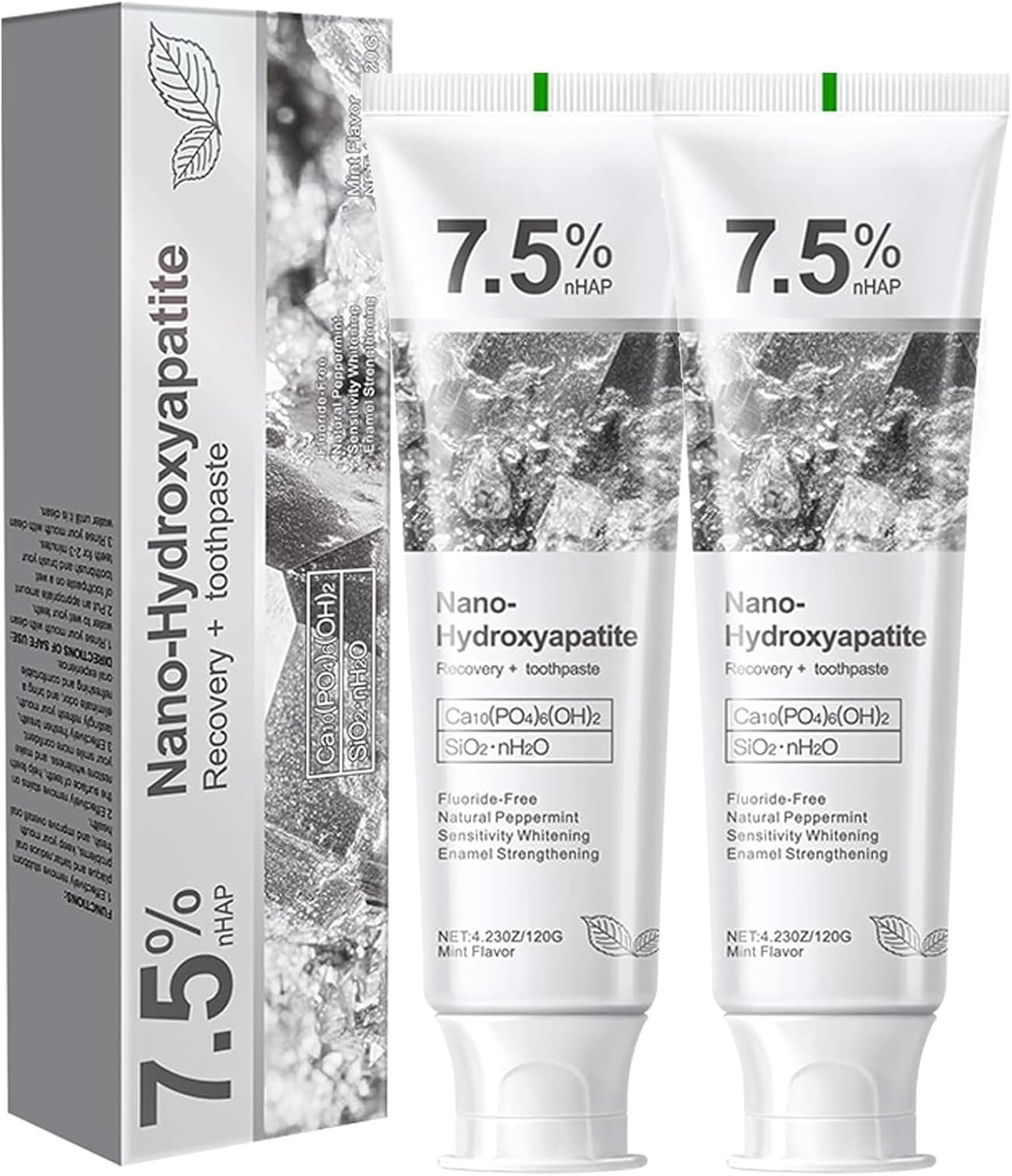 2pcs hydroxyapatite toothpaste for advanced enamel protection, gentle and eff