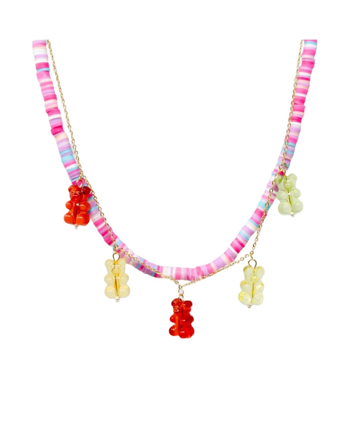Zomi Gems Girls Colorful Disk Necklace & Charm Duo, Gummy Bears - Multi