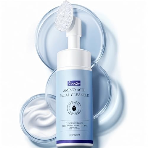 Gentle Foaming Face Wash, Deep Cleansing Facial Cleanser with Brush Moisturizing & Non-Irritating Face Cleanser for Sensitive Dry All Skin, PH Balanci