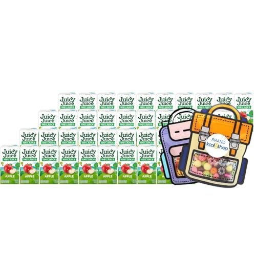 Juicy Juice Apple 100% Juice No Sugar Added on the Go Box 4.23 Fl Oz 40 Pack + 2 Reusable Snack Bags by KOOL8SHOP Infinite Deals
