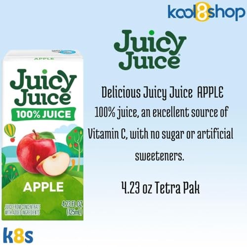Juicy Juice Apple 100% Juice No Sugar Added on the Go Box 4.23 Fl Oz 40 Pack + 2 Reusable Snack Bags by KOOL8SHOP Infinite Deals thumbnail