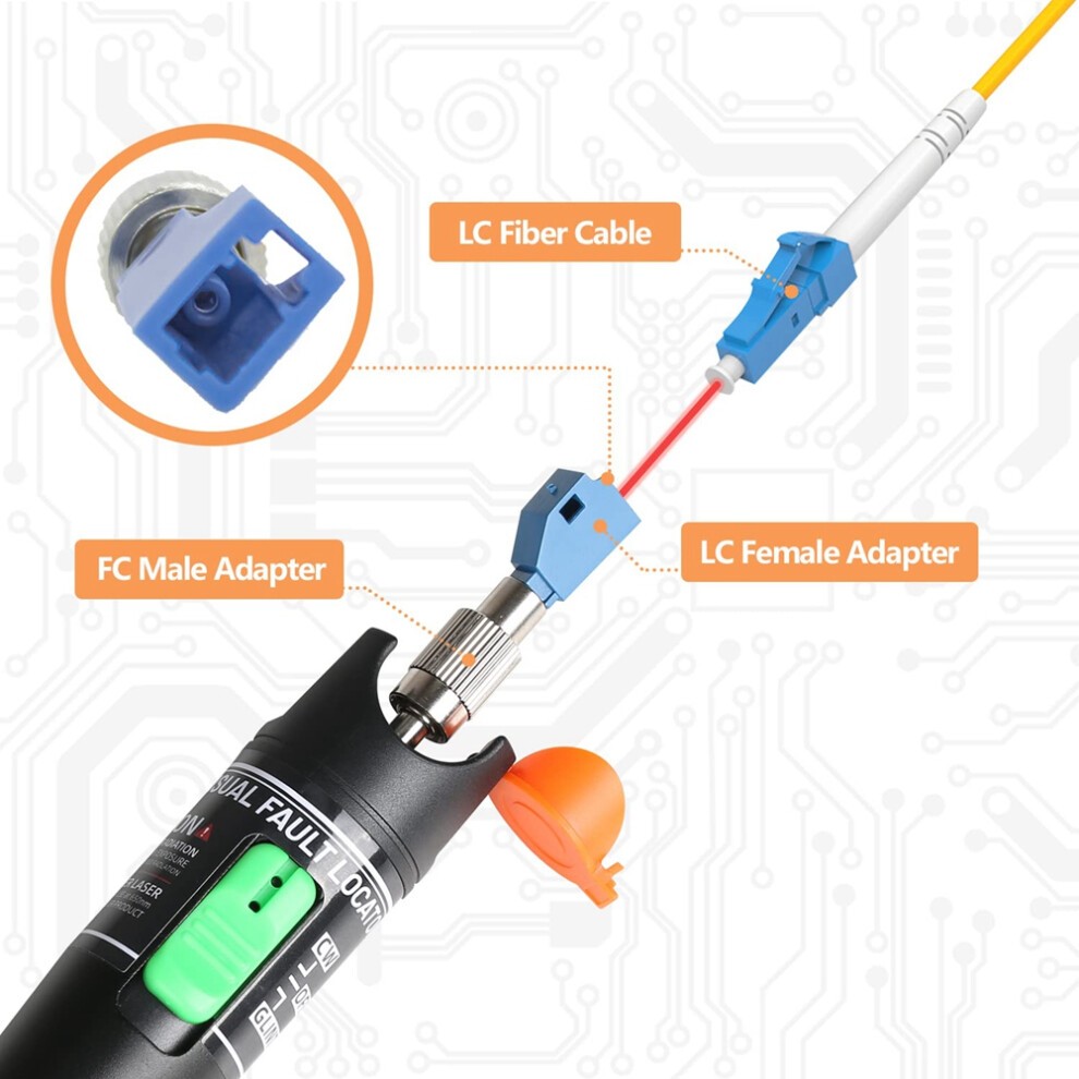 Visueller Fehlersucher, 30-MW-Glasfaserkabeltester Mit Stecker-auf-LC-Buchsen-Adapter, 30-KM-Rotmeter thumbnail