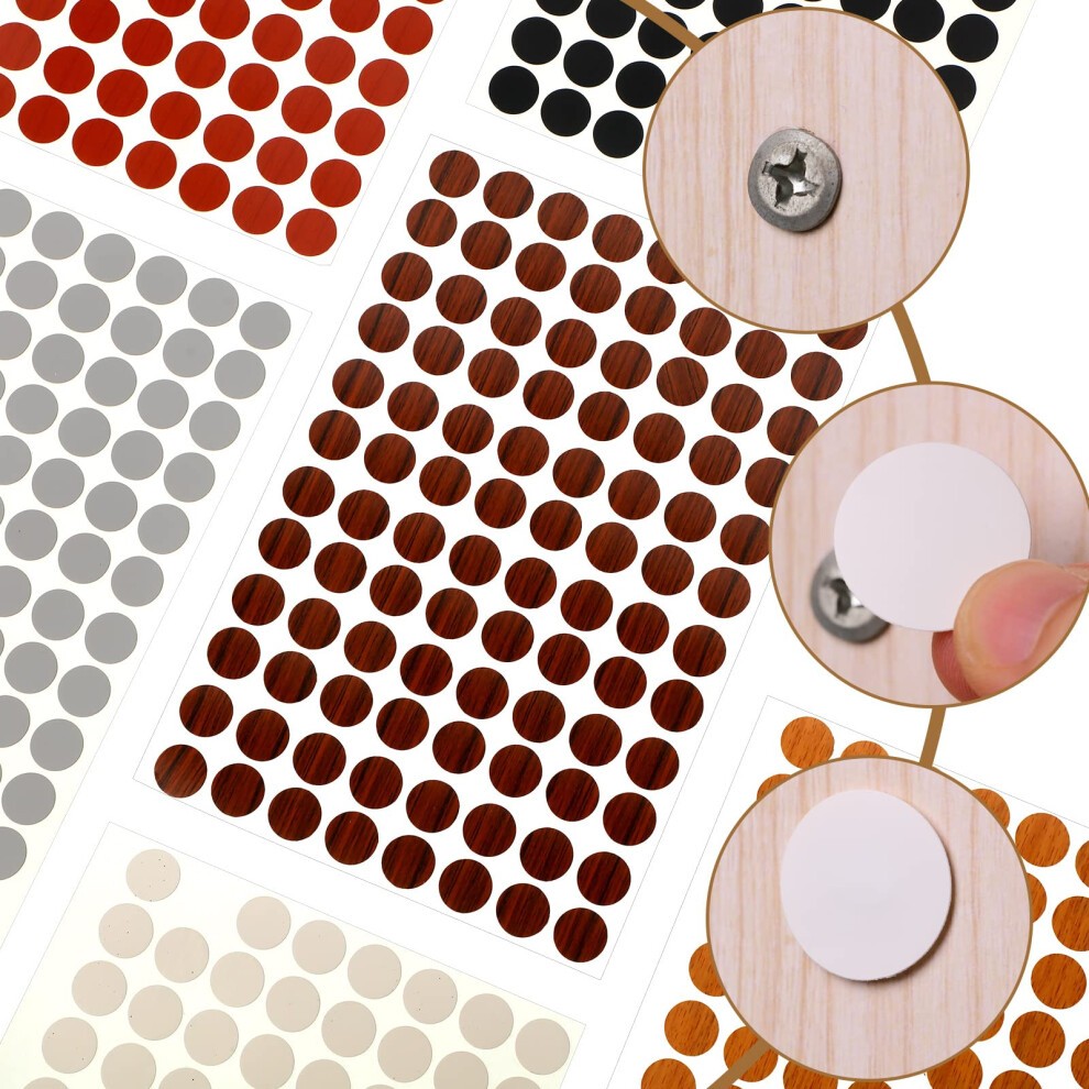 1152 Pcs Self Adhesive Screw Covers Screw Hole Stickers and 120 Pcs Screw Caps Screw Covers Waterproof Self Tapping Plastic Screw Cap Covers for Wood thumbnail