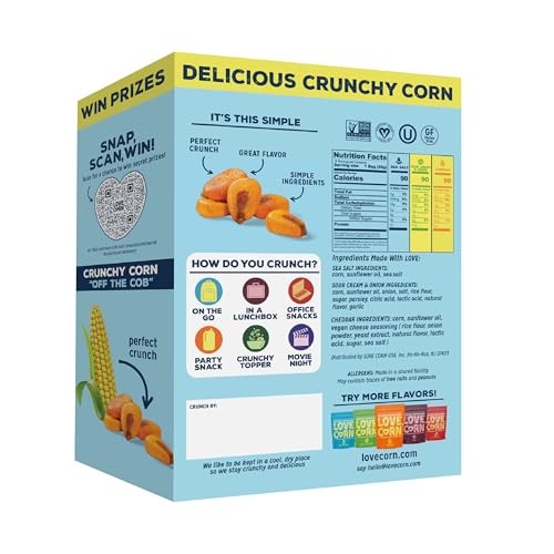Love Corn Delicious Crunchy Corn, Sea Salt, Sour Cream & Onion & Cheddar Variety Pack 9 Packs (0.7oz Each) thumbnail