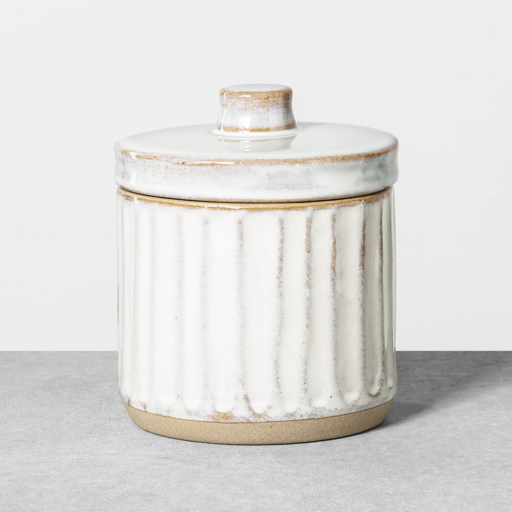 Small Stoneware Bath Canister Reactive Glaze Light Sour Cream - Hearth & Hand with Magnolia, Gray