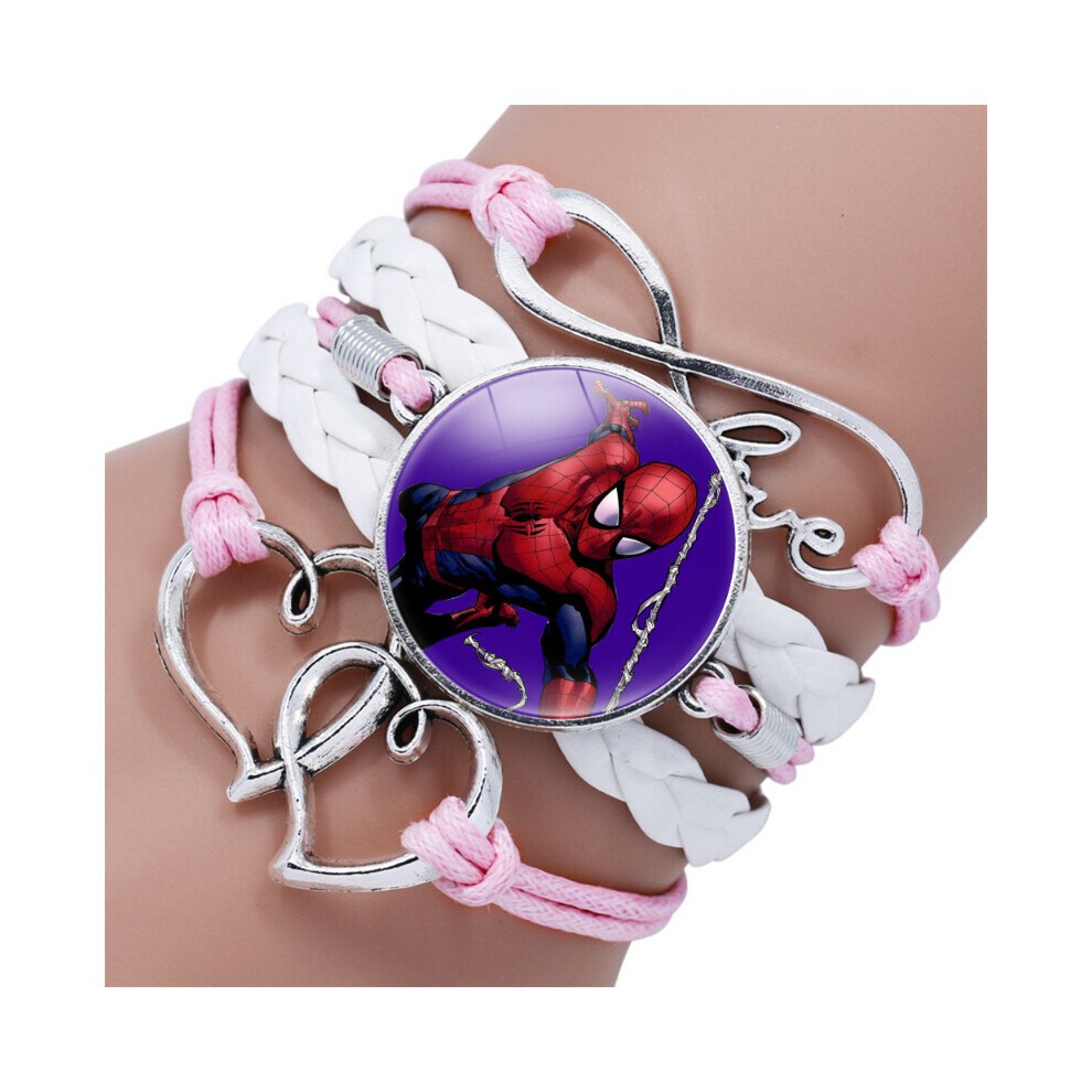 (2313) Bezauberndes Rosa-weiÃes Herz-Lederarmband, Unisex-Geschenkoption