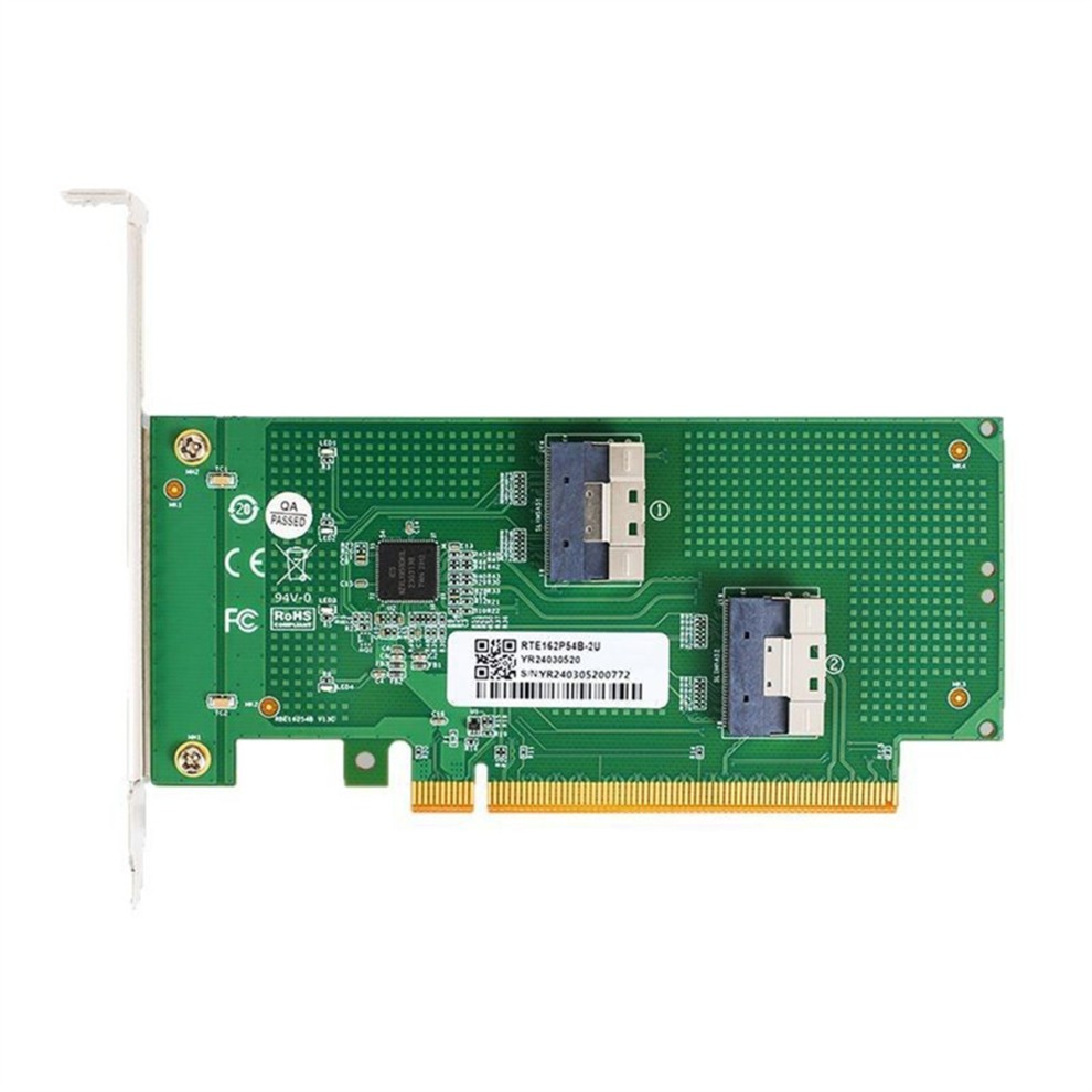 Dual-Channel PCIe X16 to 2x SlimSAS SFF-8654 8i Adapter Card