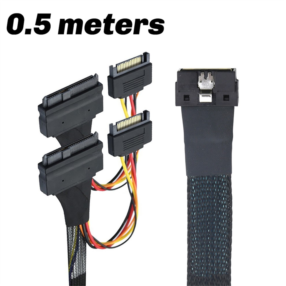 Slimline SAS SFF-8654 8i to Dual SFF-8639 U.2 NVME SSD Cable 0.5M thumbnail