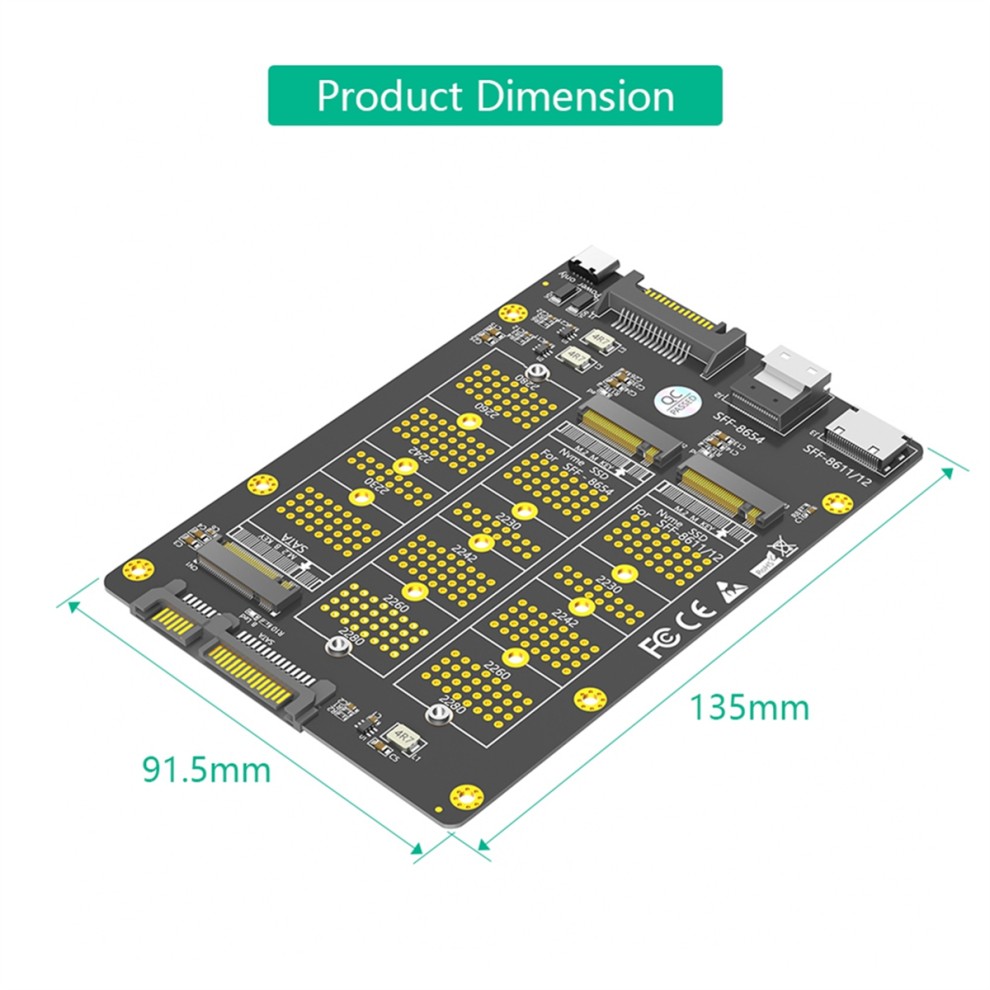 3 in 1 Combo M.2(NGFF) NVMe SSD/SATA-Bus SSD to SFF-8611/8612 8654 thumbnail