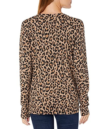 Amazon Essentials Women's Regular-Fit Lightweight Long-Sleeve V-Neck Sweater (Available in Plus Size), Camel Leopard, XX-Large thumbnail